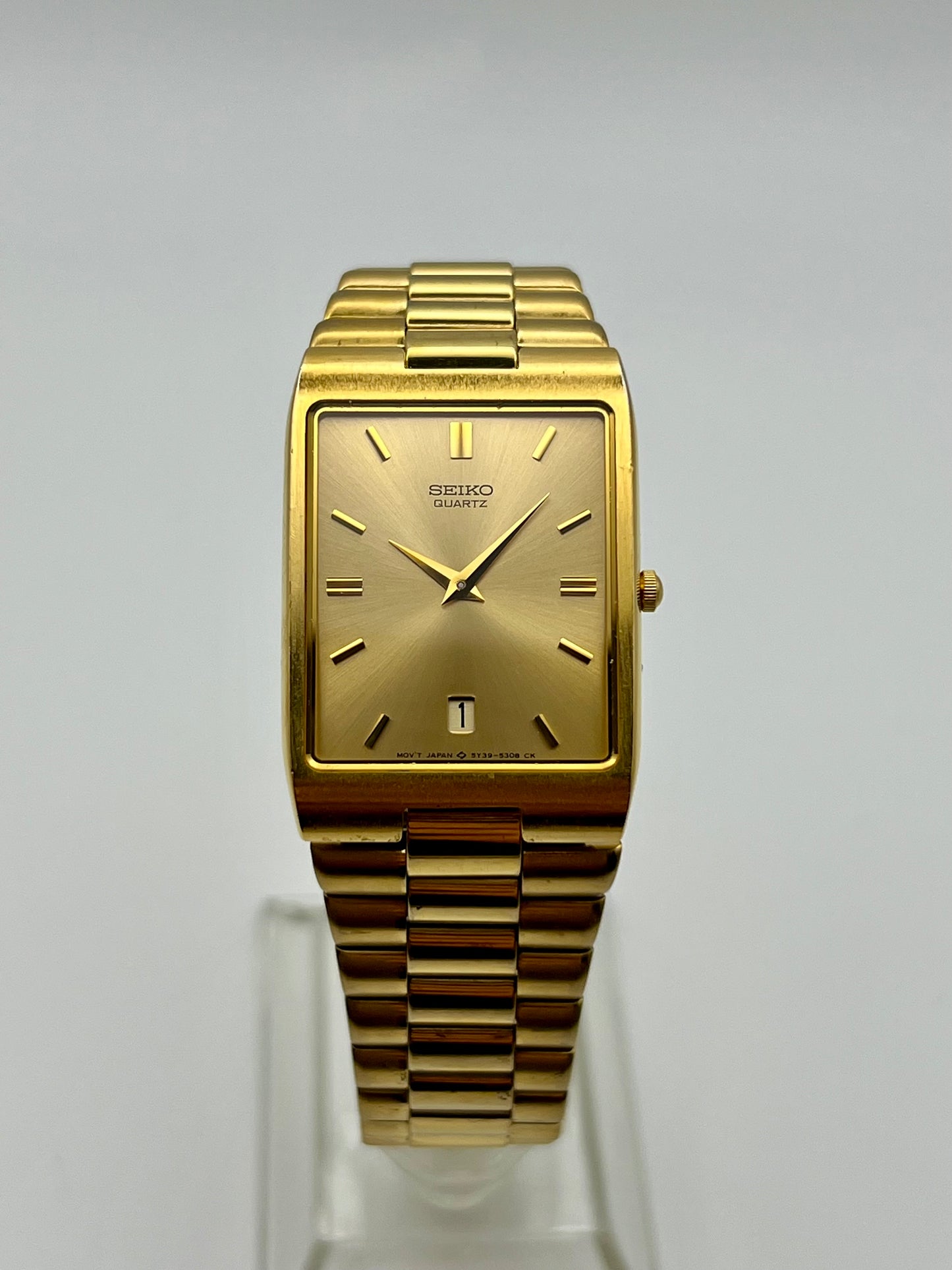 1990 Seiko 5Y39-5150 Tank Gold Tone