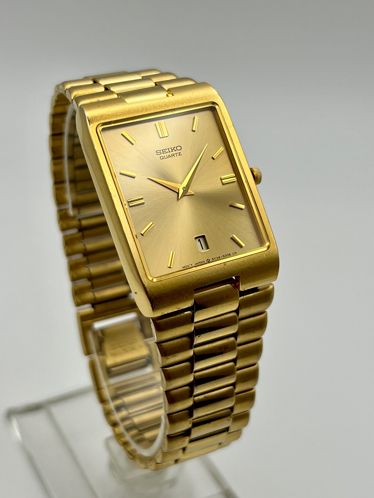 1990 Seiko 5Y39-5150 Tank Gold Tone