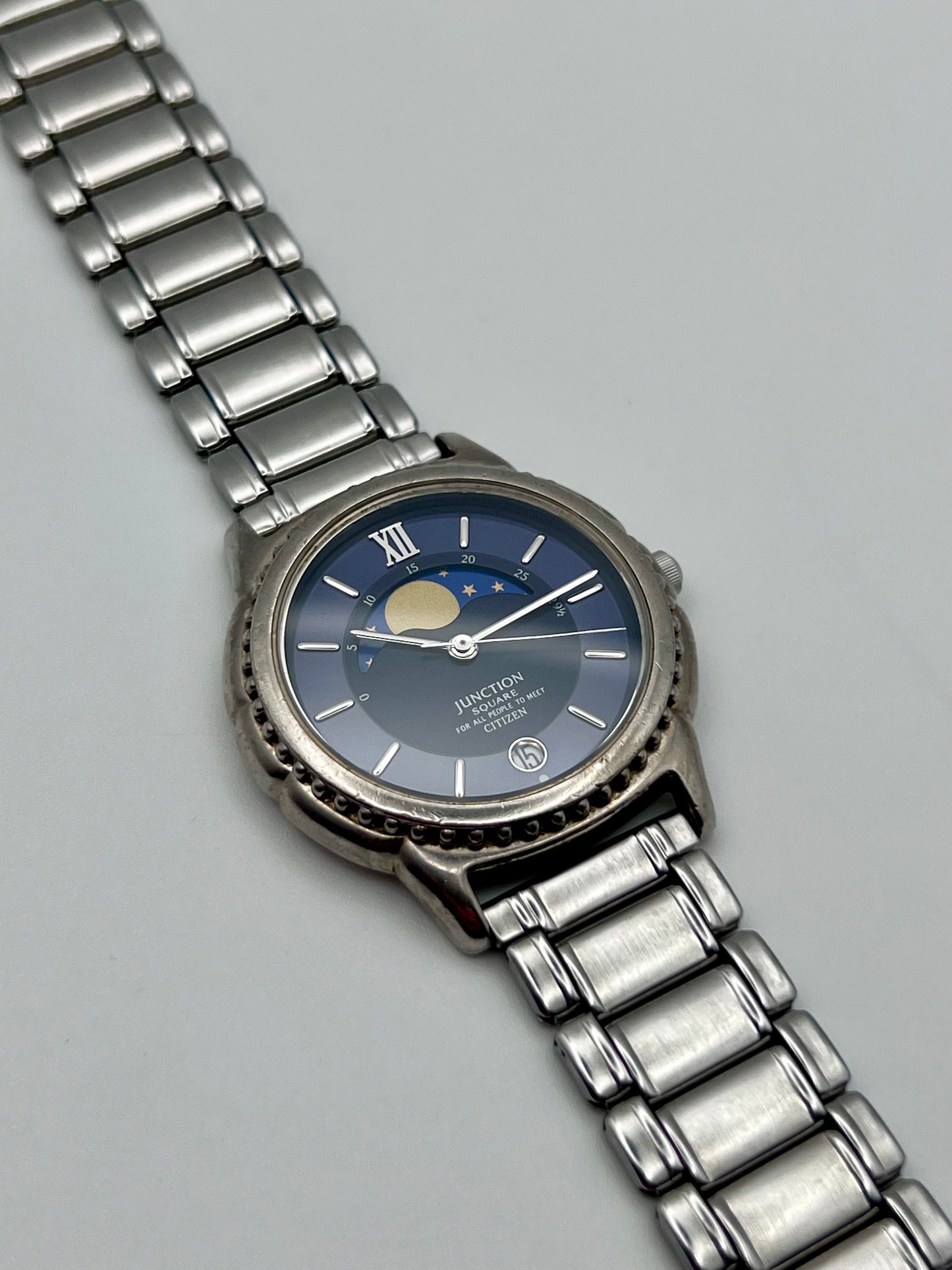 1993 Citizen Junction Square Moon Phase 6185-K04905 Quartz - Very Rare